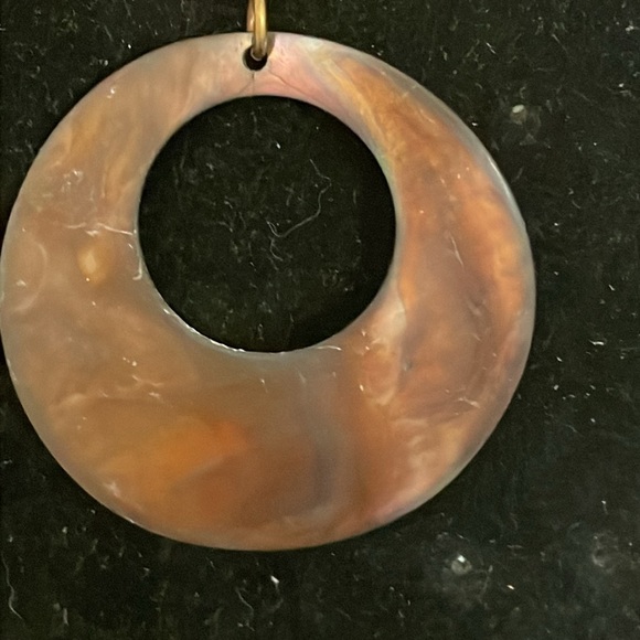 2.75” mixed metal open circle hoop dangle earrings on French wire - Picture 7 of 10